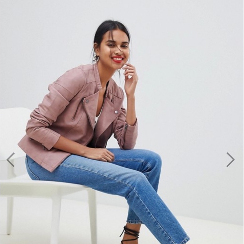 Mauve Faux Leather Jacket